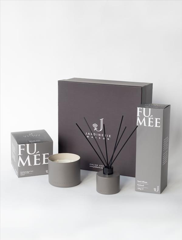 Fumee Vegan Mum ve Reed Diffuser (Patchoulie Kokulu) Hediye Seti