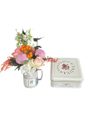 Çiçekli Stanley Termos Bardak ve Tadya Şekersiz Badem Kurabiyesi