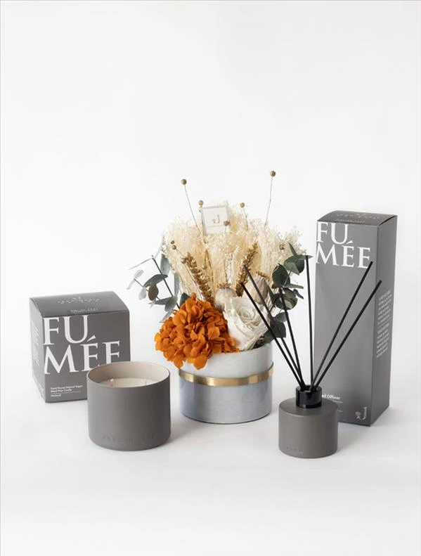 Fumee Vegan Mum ve Reed Diffuser (Patchoulie Kokulu) Hediye Seti